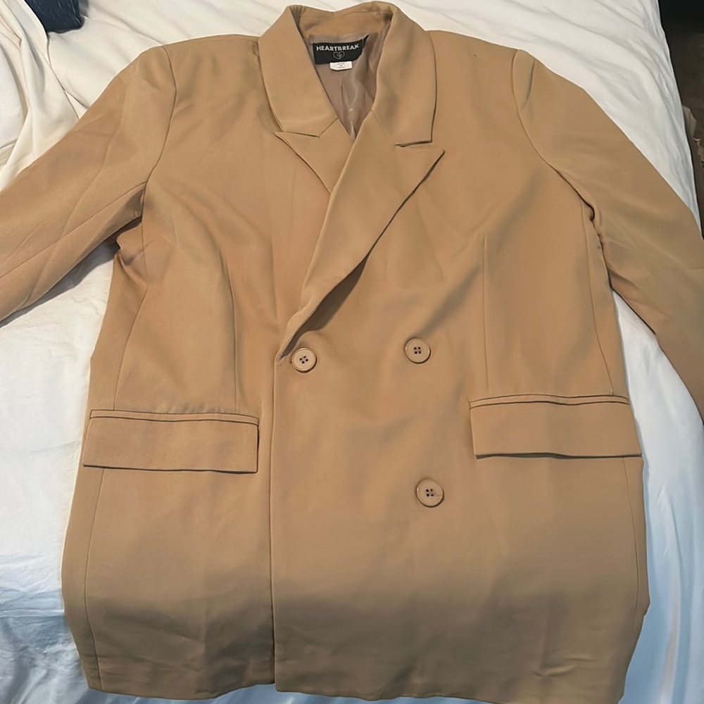 ASOS blazer in camel. US S. Lightly worn. Some pulling in shoulder.